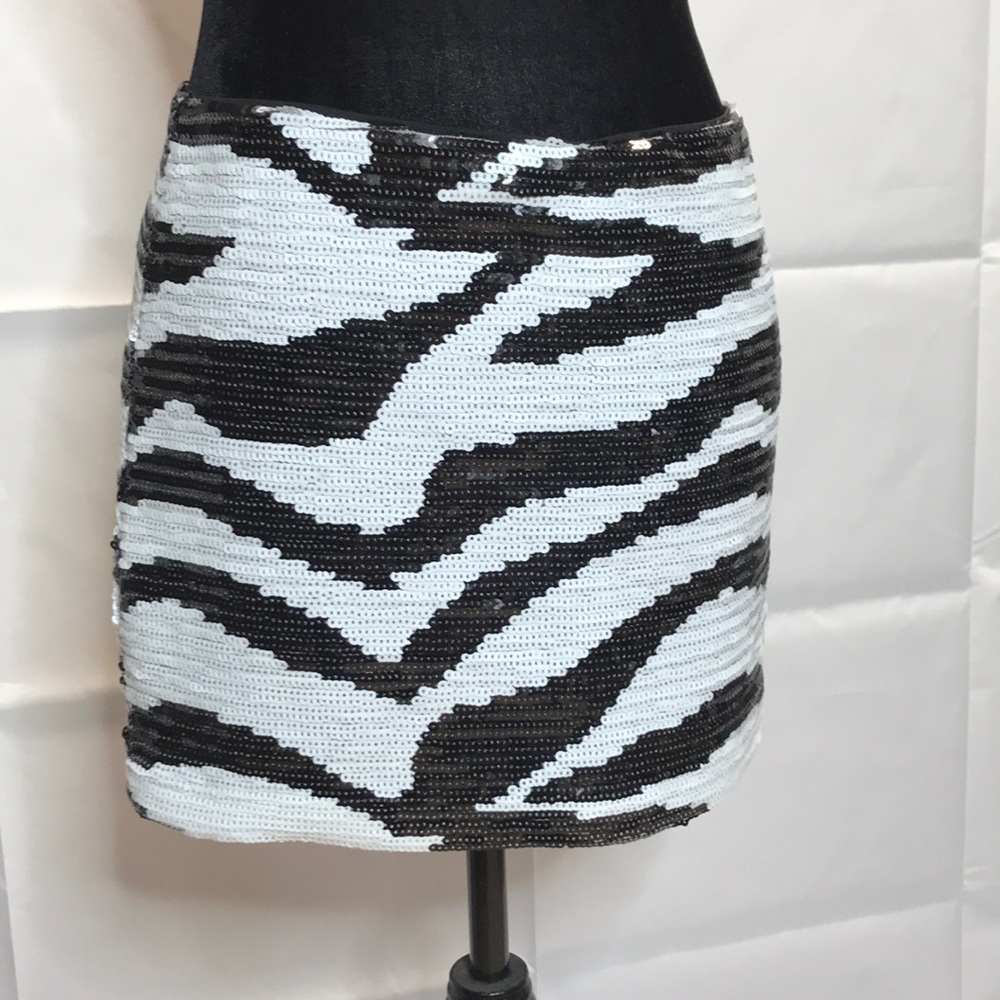 Bebe zebra print sequin skirt -BRAND NEW WITH TAGS